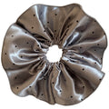 Satin Black Polka Dot Oversized Scrunchie Hair Tie Blue Gray view 5