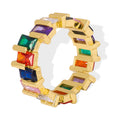 Gold Geometric Open Ring Multicolor Baguette Zircon Band view 5