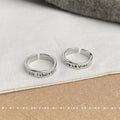 Silver Open Adjustable Letter Band Ring Engraved Text view 3