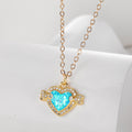 Gold Tone Blue Opal Effect Evil Eye and Hamsa Pendant Necklaces view 4
