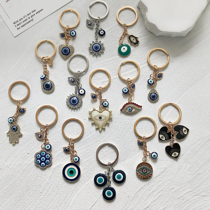Blue Evil Eye Charm Keychains in Twenty-Five Designs