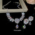 Silver Tone Floral Crystal Necklace and Drop Earring Options view 4