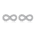 Silver Tone Pave Infinity Symbol Clear CZ Stud Earrings view 2