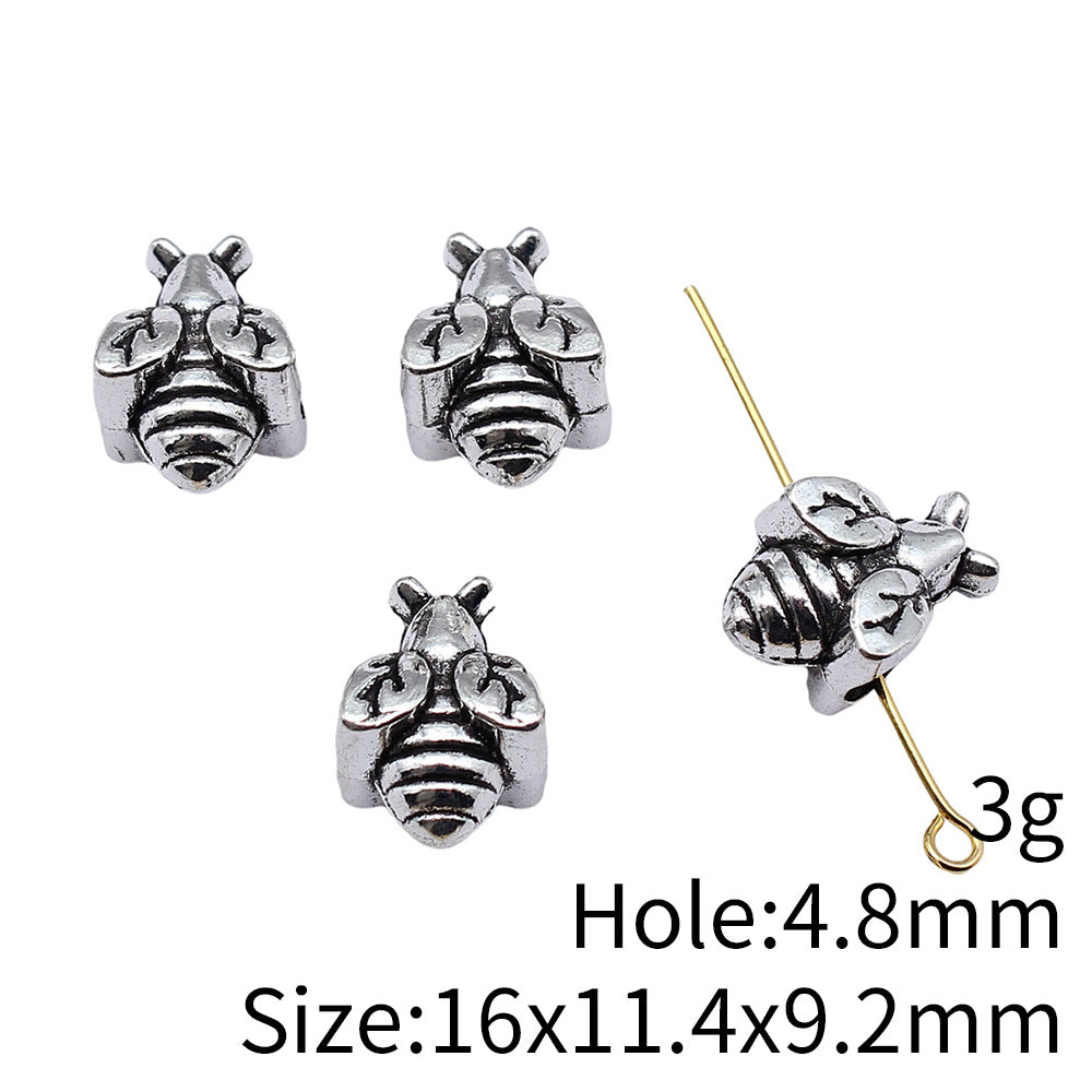 16x11.4x9.2mm 3g Antique Silver Zinc Alloy Bee Large Hole Loose Metal Beads for DIY Bracelet Jewelry Making