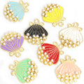 Pearl Trimmed Shell Charms in Seven Colors and Two Tones view 5