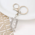 Silver Rhinestone Letter Keychain Initial Metal Bag Charm view 4