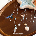 Blue and White Shell Pearl Layered Necklaces Statement Jewelry view 2