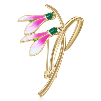 enamel snowdrop flower brooch group view