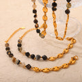 Gold Mariner Link Faceted Bead Necklace Bracelet Set view 2