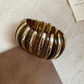Acrylic Gold Stripe Stretch Bracelets Wide Band 6 Colors view 8