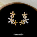 Gold-Tone Pearl Flower Branch Stud Earrings Decorative Jewelry Accessory view 2
