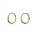 Gold Polished Oval Hinged Hoop Earrings Thick Front view 5