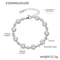 Round Halo Zircon Link Bracelet Gold and Steel Stainless view 6