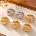 Wide Dome Crystal Pave Statement Ring Gold Steel Tone Band view 4