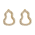 Gold Silver Hollow Gourd Pavé Crystal Stud Earrings view 5