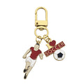 Enamel Soccer Player Keychain Gold Clip Heart Ball Charms view 5