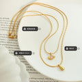 Double Layer Gold Opal Eye Teardrop Pendant Necklace Set view 2