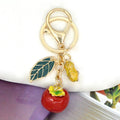 Persimmon Enamel Keychain Gold Tone Lucky Fruit Bag Charm view 8