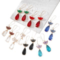 Half Moon Teardrop Crystal Drop Earrings Gold Hooks 7 Styles view 5