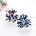 Blue Silver Tone Flower Crystal Two Designs Metal Brooch Pin 5.2 cm 5.2 cm view 3