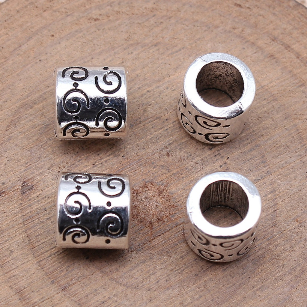 9x9x9mm 1.9g Antique Silver Zinc Alloy Spiral Pattern Large Hole Beads for DIY Bracelet Jewelry