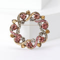 Round Crystal Leaf Wreath Brooch in Four Color Combinations view 7