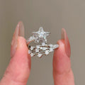 Silver Crystal Star Open Ring Multi-Row Band Style view 1