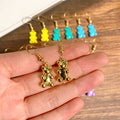 Gold Tone Gummy Bear Hook Earrings in Eleven Colors view 3