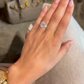 Oval Halo Three-Ring Set With Pave Bands In Silver Tone view 3