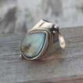 Antique Silver Teardrop Stone Look Wide Band Ring Sizes view 3