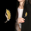 Gold Tone Wheat Pearl Look Two Designs Metal Brooch Pin view 4