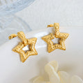 Hammered Hollow Star Drop Earrings Gold And Steel Tone view 3