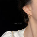 Faceted Segment Bamboo C-Hoop Stud Earrings Silver Gold view 2