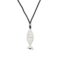 Silver Fish Pendant Necklace On Black Cord Pendant Jewelry view 5