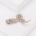 Crystal Feather Brooch Multicolor Rhinestone Pearl Drop view 3