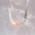 Silver Multi Row Rhinestone Bib Necklace Colored Drop Trim view 2