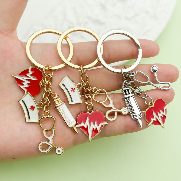 Medical Metal Keychains With Assorted Charms In 10 Styles