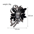 Black White Flower Crystal Metal Brooch Pin 5 x 6.8 cm view 2