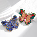 Red Gold Tone Butterfly Enamel Two Designs Metal Brooch Pin view 4