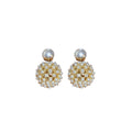 Gold Tone Pearl Cluster Ball Stud Earrings Statement Jewelry view 5