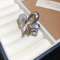 Dual Heart Crystal Accent Brooch Gold Silver 2 Tones view 2