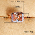 Rose Gold Tone Champagne Crystal Halo Ring with Polished Finish view 5
