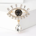 Gold Evil Eye Brooch Rhinestone Lashes Teardrop Drop Pin view 6