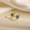 Seven Vintage Round Cabochon Gold Tone Huggie Earrings view 3