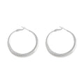 Silver Frosted Matte Thick Tube Hoop Earrings Two Sizes view 5