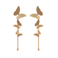 Gold Tone Butterfly Cascade Extra Long Stud Earrings view 5