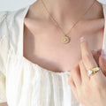 Evil Eye Round Pendant Necklace With Zircon Gold Or Steel view 4