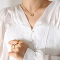 Openwork Rose Flower Pendant Shell Inlay Necklace Tones view 4