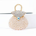 Crystal Handbag Brooch with Bow and Blue Accent Decorative Clothing Pin view 2