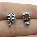 13x9mm 2.1g Antique Silver Zinc Alloy Four Leaf Clover Large Hole Beads for DIY Bracelet Making